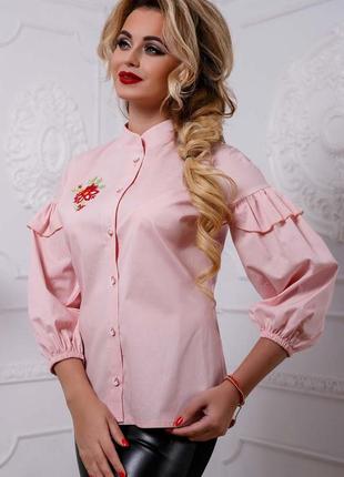 Женская блузка(блуза) с широкими рукавами три четверти. свободная. розовая m3 фото
