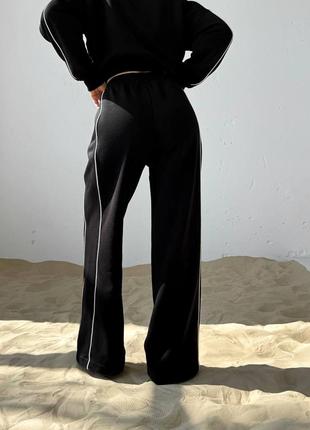 Черный спортивный костюм брюки прямого кроя и кофта оверсайз 42 44 46 48 xs s m l8 фото