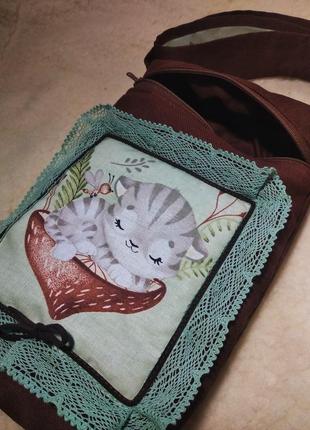 Маленька бавовняна сумочка для дівчинки ′сat′.3 фото