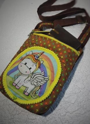 Бавовняна сумочка для дівчинки единорожка.4 фото