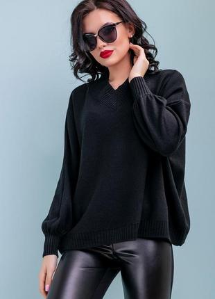 Женский пуловер, свитер. оверсайз. универсальный размер. черный s-xxl2 фото