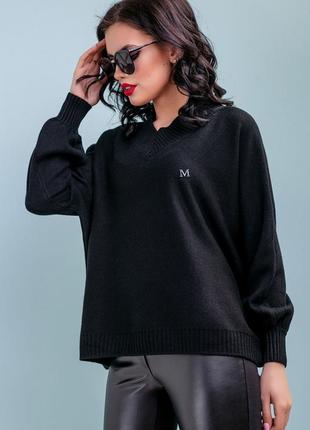 Женский пуловер, свитер. оверсайз. универсальный размер. черный s-xxl3 фото