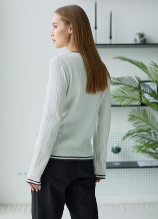 Женский свитер, тонкий, с круглой горловиной. джемпер. белый s-xl3 фото