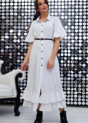 Женское летнее платье бохо длинное с оборками, на пуговицах, свободное.под ретро.винтаж белое s1 фото