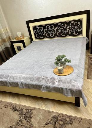 Покривало махрове літнє koloco світло-сіре 220*240см