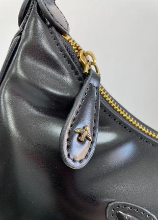 Pinko half moon bag simply black with leather buckle7 фото