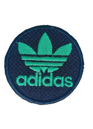 Нашивка термо кругла adidas адідас 60 мм (чорна/зелена)