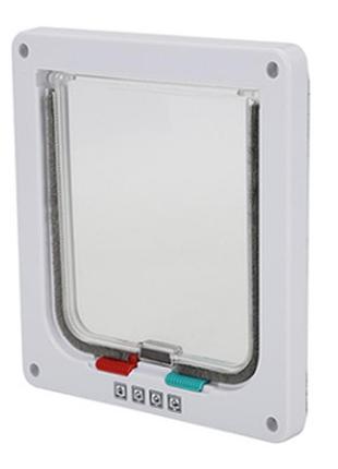 Дверь двусторонняя для котов и мелких собак белая. размер s (19,8х19х1,8см)