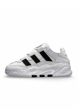 Женские кроссовки adidas niteball white black черно белые кожаные спортивные кроссовки адидас весна лето