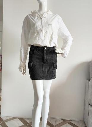 Джинсова юбка ♥️ с накладными карманами5 фото