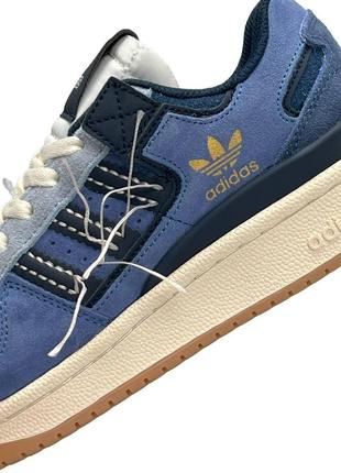 Женские кроссовки adidas forum off white navy white new синие замшевые спортивные кеды адидас весна лето3 фото