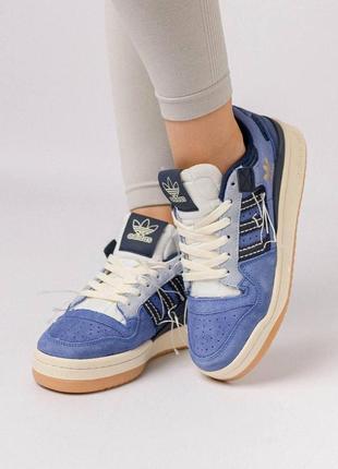 Женские кроссовки adidas forum off white navy white new синие замшевые спортивные кеды адидас весна лето9 фото