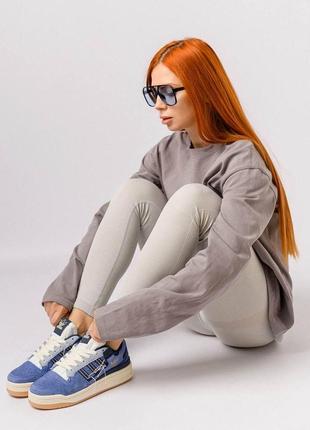 Жіночі замшеві кросівки adidas forum "off white" navy white new сині повсякденні кеди адідас10 фото