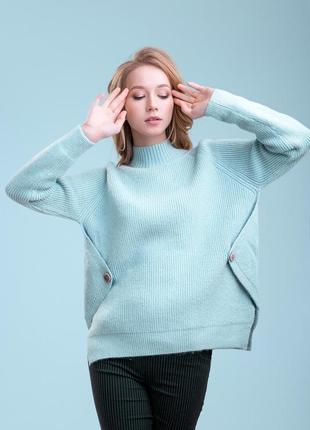 Женский свитер с необычным дизайном, универсальный размер. оверсайз. голубой s-xl3 фото