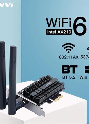 Wi-fi адаптер fenvi intel ax210 pci-e 2.4gbps 802.11ax bluetooth 5.0, чорний4 фото
