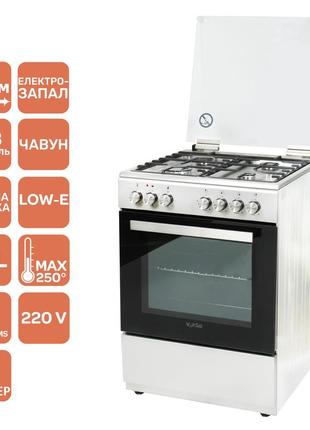 Плита газова з електродуховкою ventolux ge 6060 cs 6mt (x) неіржавка сталь 60 см