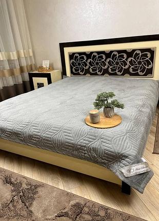 Покривало велюрове koloco світло-сіре 220*240см