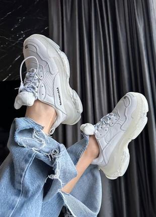 Balenciaga tripl s clear sole white6 фото