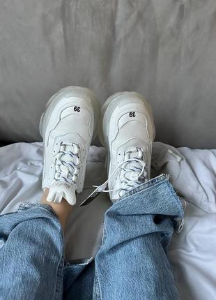 Balenciaga tripl s clear sole white1 фото