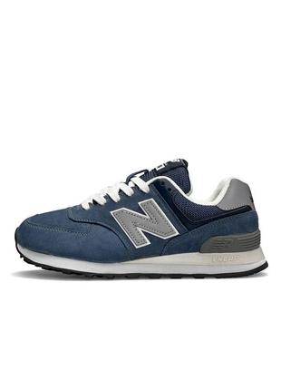 Женские кроссовки new balance 574 premium blue голубые спортивные кросы из натуральной замши нью баланс