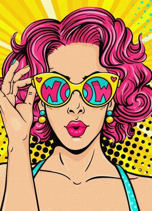 Картина за номерами "дівчина попарт" ідейка kho4814 40х40 см