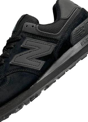 Женские кроссовки new balance 574 premium all black черные спортивные кросы из натуральной замши нью баланс3 фото