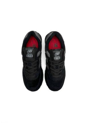 Женские кроссовки new balance 574 premium all black черные спортивные кросы из натуральной замши нью баланс6 фото