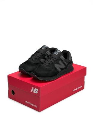 Женские кроссовки new balance 574 premium all black черные спортивные кросы из натуральной замши нью баланс5 фото