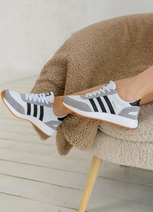 Жіночі замшеві кросівки adidas originals white gray black сірі повсякденні кеди адідас10 фото