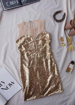 Актуальна сукня золота паєтки коктельна1 фото