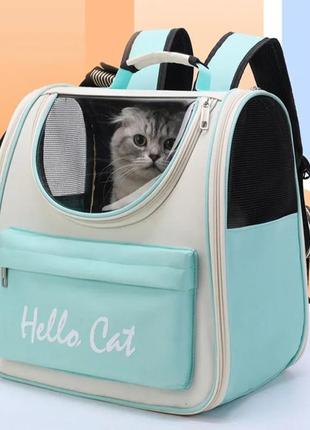 Рюкзак переноска для кошек sv маленьких собак, для котов 42х25х30 cm голубой (sv3664)