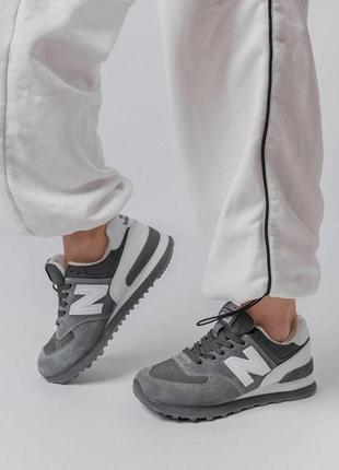Женские кроссовки new balance 574 grey white new серые спортивные кросы из натуральной замши нью баланс10 фото