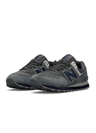 Женские кроссовки new balance 574 premium dark gray серые спортивные кросы из натуральной замши нью баланс4 фото