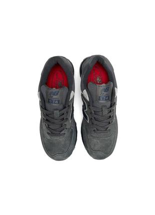 Женские кроссовки new balance 574 premium dark gray серые спортивные кросы из натуральной замши нью баланс6 фото