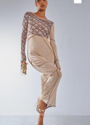Моднячное платье макси сетка с вывернутым швом2 фото