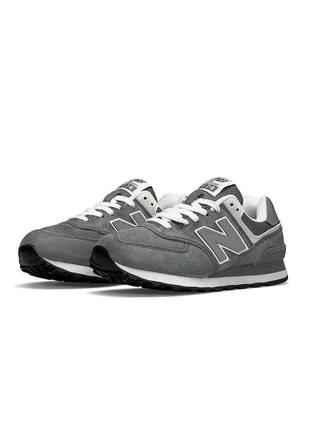 Женские кроссовки new balance 574 premium gray серые спортивные кросы из натуральной замши нью баланс4 фото