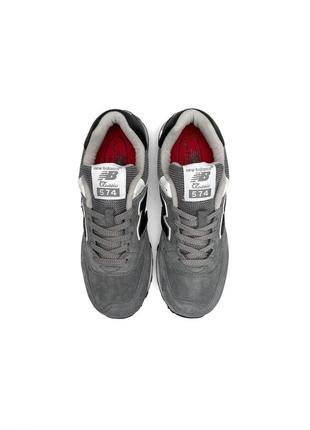 Женские кроссовки new balance 574 premium gray white серые спортивные кросы из натуральной замши нью баланс6 фото