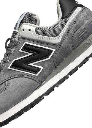 Женские кроссовки new balance 574 premium gray white серые спортивные кросы из натуральной замши нью баланс3 фото