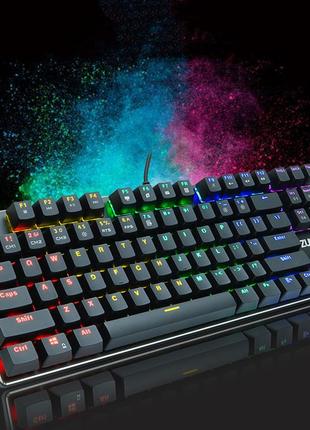 Игровая механическая проводная клавиатура zuoya  х61 с подсветкой  rgb 87 клавиш русский/английский красные