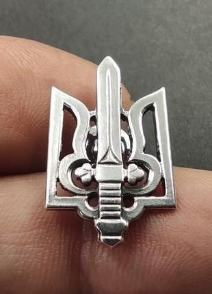 Значок  «тризуб з мечем-1» (срібло, великий)3 фото