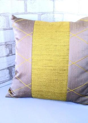 Декоративна подушка "жовтий & сірий", 40 см х 40 см
