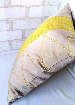 Декоративна подушка "жовтий & сірий", 40 см х 40 см3 фото