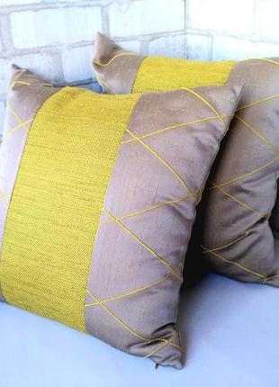 Декоративна подушка "жовтий & сірий", 40 см х 40 см5 фото