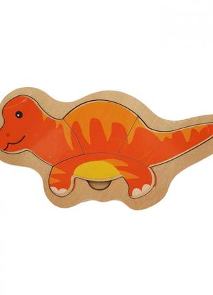 Дерев'яна іграшка пазли md 2283 (динозавр жовтогарячий)