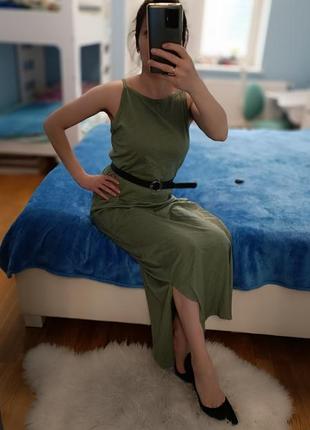 Базовое длинное платье c&amp;a, размер s, цвет - хаки1 фото