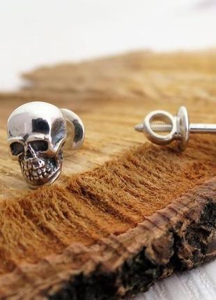 Пусети "череп" (срібло, пара)4 фото