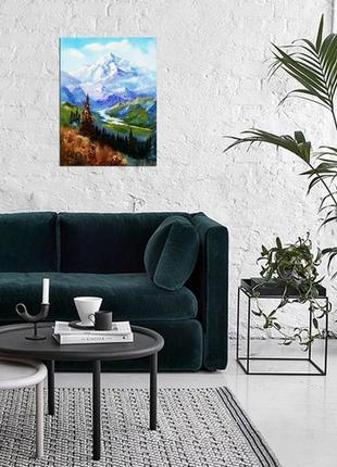 Картина маслом "романтика гор" холст на подрамнике 30 х 40 см3 фото