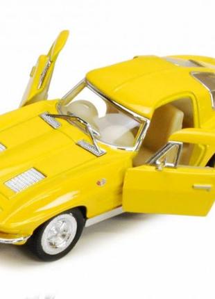 Детская модель машинки corvette "sting rey" 1963 kinsmart kt5358w инерционная, 1:32 (yellow)