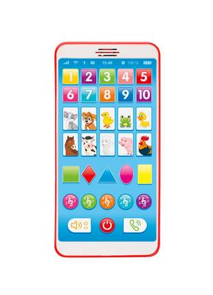 Дитячий розвивальний телефон m 3675, 20 стиків, 5 пісень, цифри (червоний)