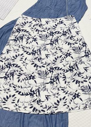 Актуальная миди юбка лен + вискоза в принт бренд julipa  🌷размер 58 🩷